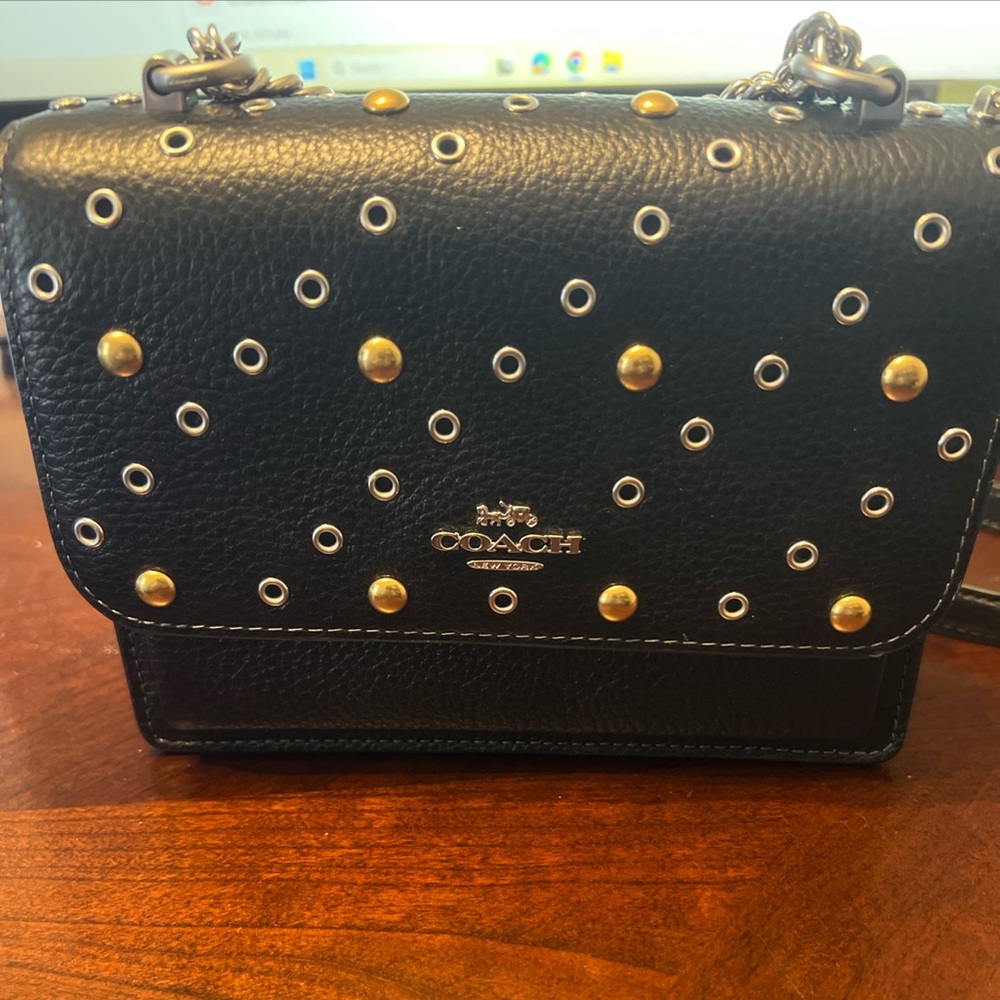 Coach Min Clare Black with rivets Women's Bag - Picture 1 of 5